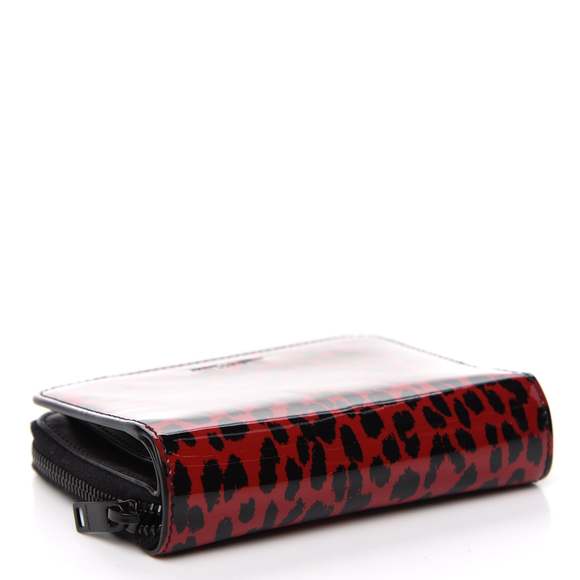 Saint Laurent Baby Cat Red Patent Leather Leopard Print Wallet - Picture 4 of 7